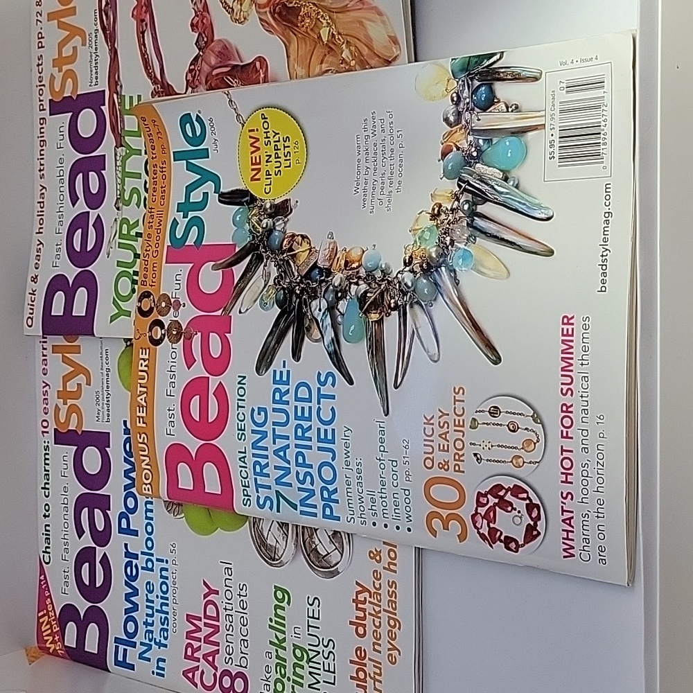 Bead Style magazines Qty 3 quick and easy Jewelry projects Spring to Fall ideas